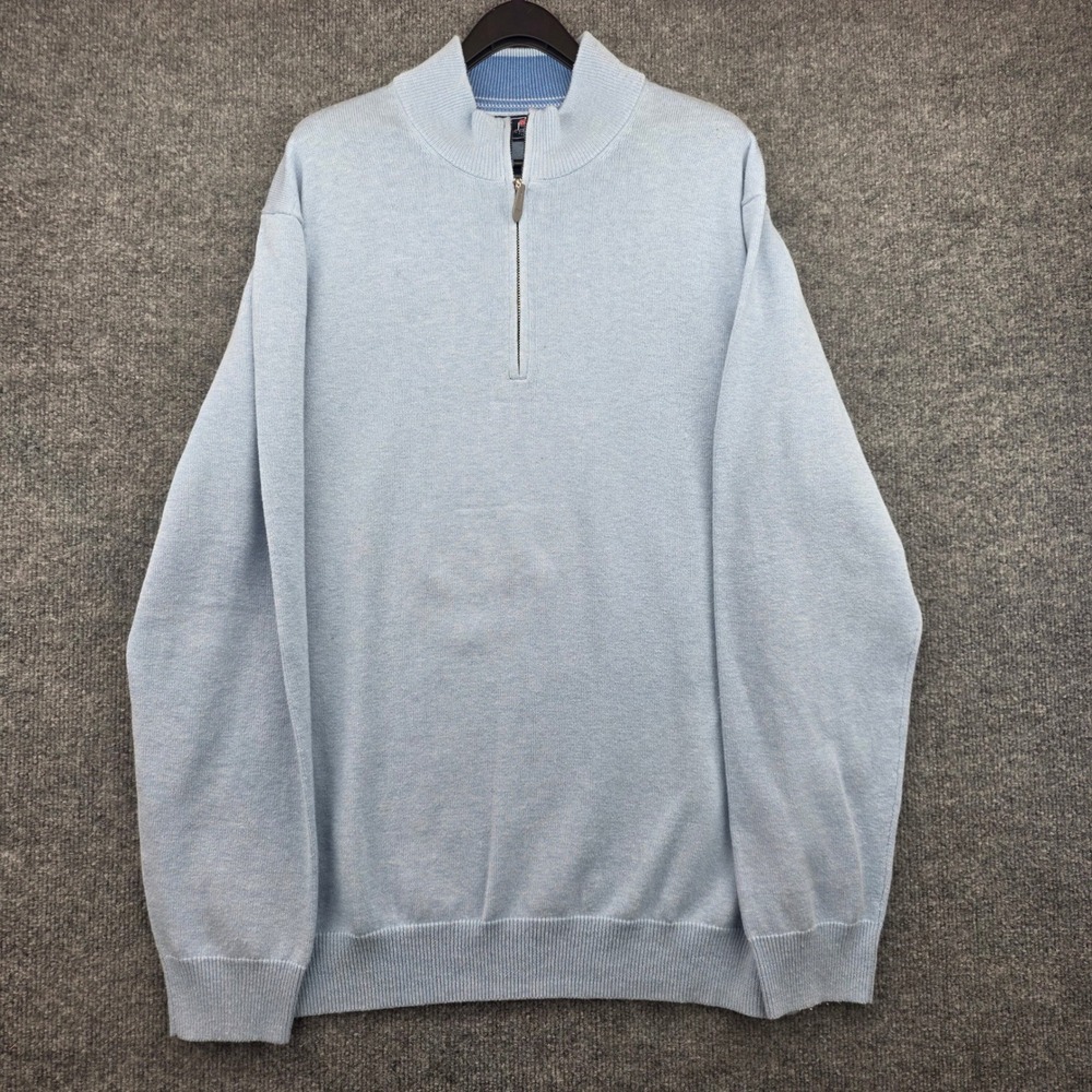 Vineyard Vines Mens XL Light Blue Wool Cotton Quarter Zip Pullover Sweater